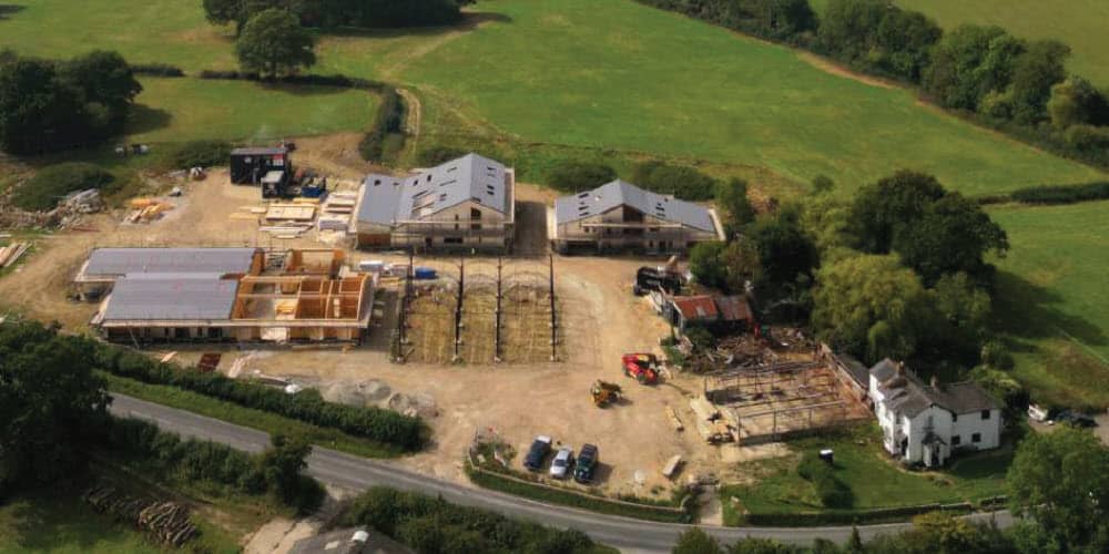 Hartdene Barns SIPs homes during the construction phases.